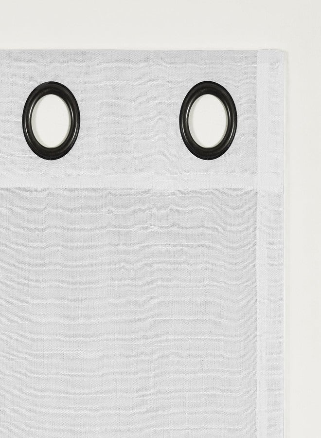 Archaeo Slub Textured Linen Blend Grommet Top Curtain, 52" W x 84" L, White - Image 5